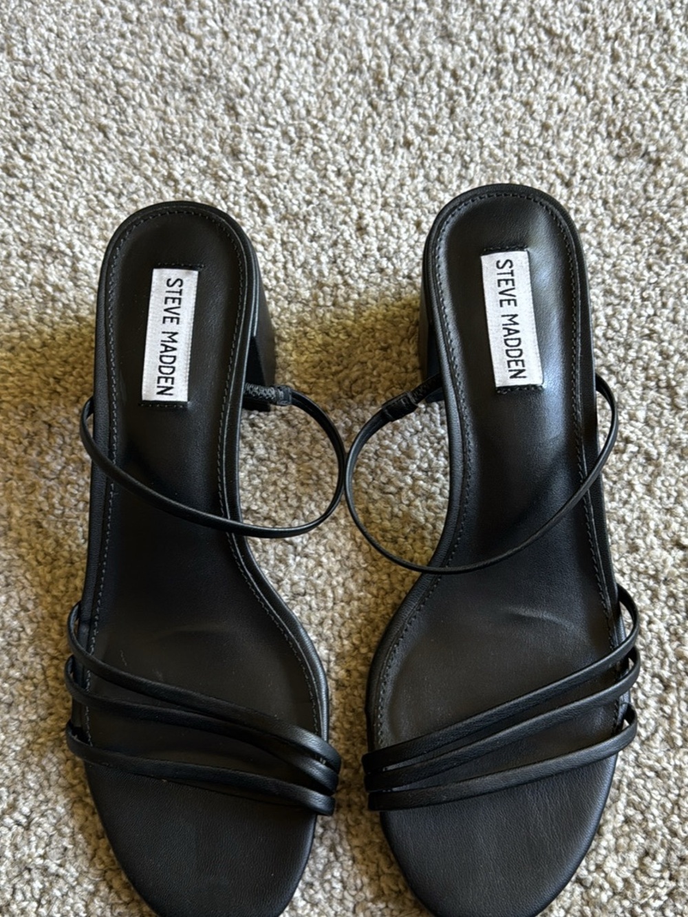 Steve Madden Black Minimalist Strappy Heeled Slides